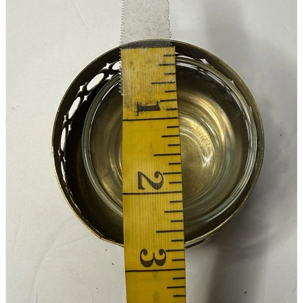 Brass Votive Accent Candle Dish W/ Tea Light Holder Small Celestial Stars Ovals